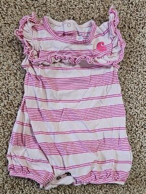 Carhartt Pink & White Striped Infant Romper